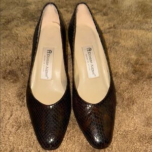 Etienne Aigner All Leather Snakeskin Heels
